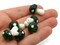 6 19mm Green and White Polka Dot Lampwork Glass Mushroom Beads